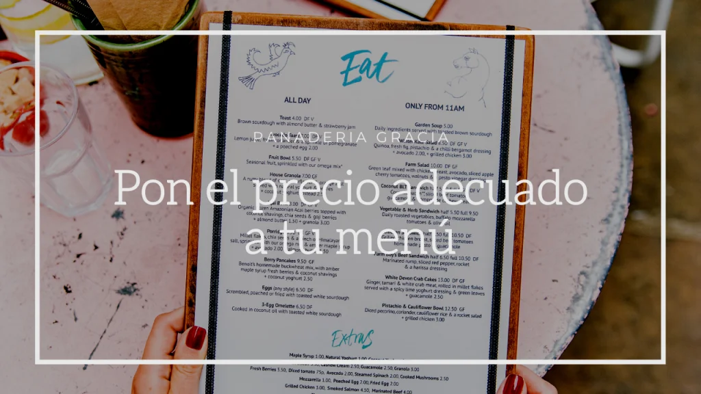 cómo poner precio a tu menú